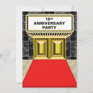 Invitación Alfombra roja de Broadway Marquee 10° aniversario