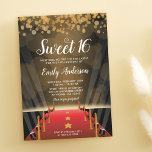 Invitación Alfombra roja de Hollywood dulce 16<br><div class="desc">Invite a sus huéspedes a su moderna fiesta de cumpleaños Hollywood Sweet 16 con estas invitaciones temáticas de alfombra roja. Personaliza fácilmente tu día especial.</div>