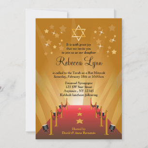 Invitación Alfombra roja Estrella de Hollywood Bat Mitzvah