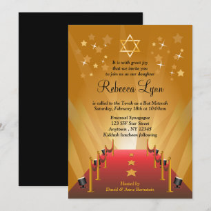 Invitación Alfombra roja Estrella de Hollywood Bat Mitzvah