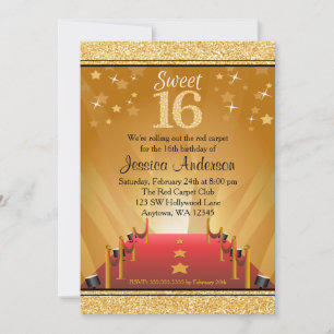 Invitación Alfombra Roja Estrella de Hollywood Cumpleaños Dul