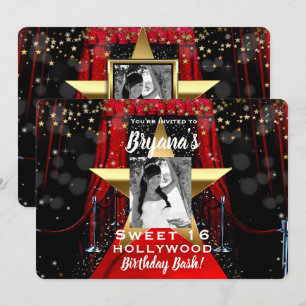 Invitación Alfombra Roja Estrellas Doradas de Hollywood Fiest