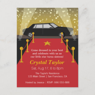 Invitación Alfombra Roja, Fiesta con Tema de Hollywood, Cumpl