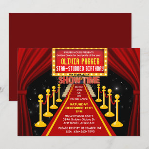 Invitación Alfombra roja   Hollywood   Celebración del cumple