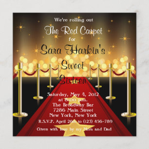 Invitación Alfombra Roja Hollywood Cumpleaños Dulces 16 Invit