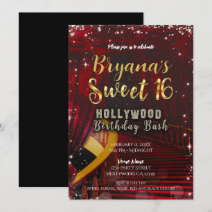 Invitación Alfombra Roja Hollywood Escaleras SWEET 16 Fiesta 