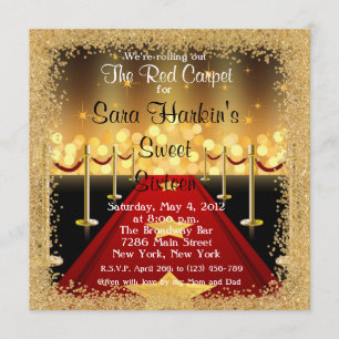 Invitación Alfombra roja Hollywood Sweet 16 Cumpleaños Invite