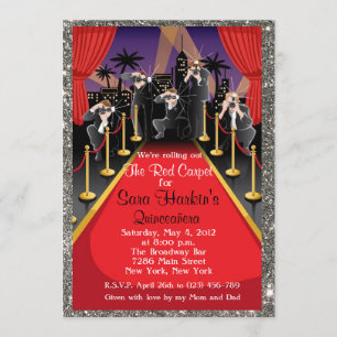 Invitación Alfombra roja Purpurina de Hollywood invitada a la