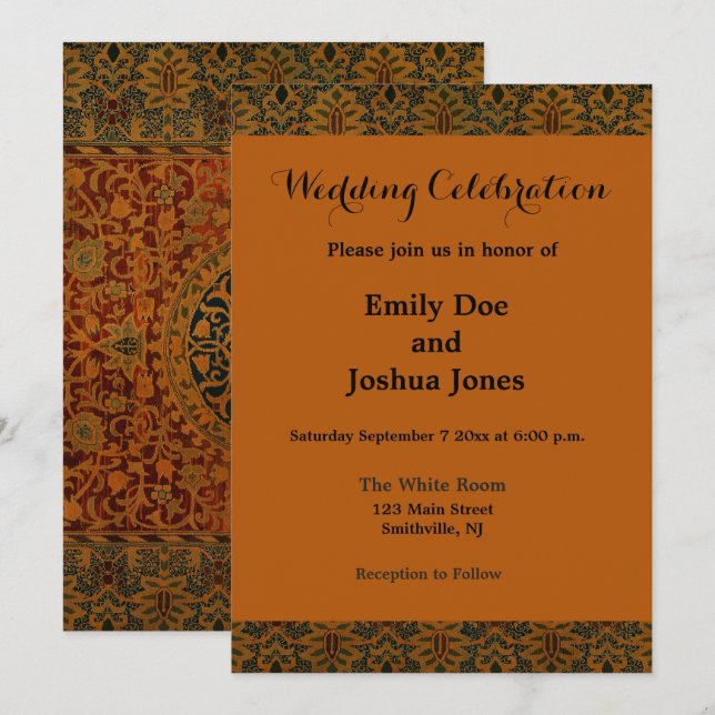 Invitación Alfombra tapiz de William Morris (Anverso / Reverso)