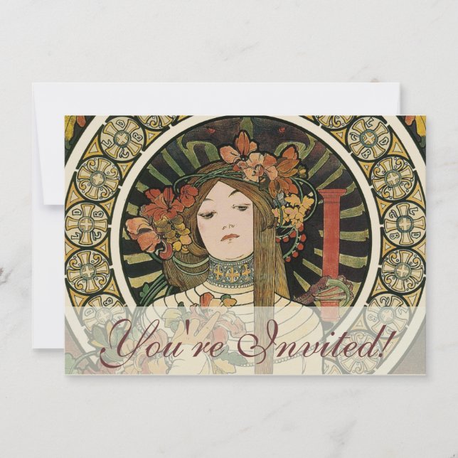 Invitación Alfonse Mucha Trappistine Nouveau (Anverso)