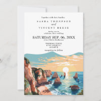 Algarve Portugal Wedding Invitation Retro