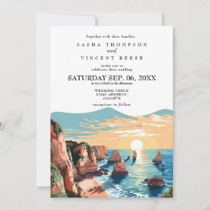 Invitación Algarve Portugal Wedding Invitation Retro