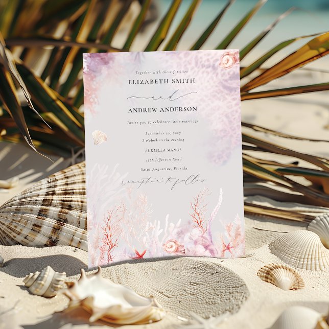 Invitación Algas marinas submarinas | Boda de acuarela de las (Subido por el creador)