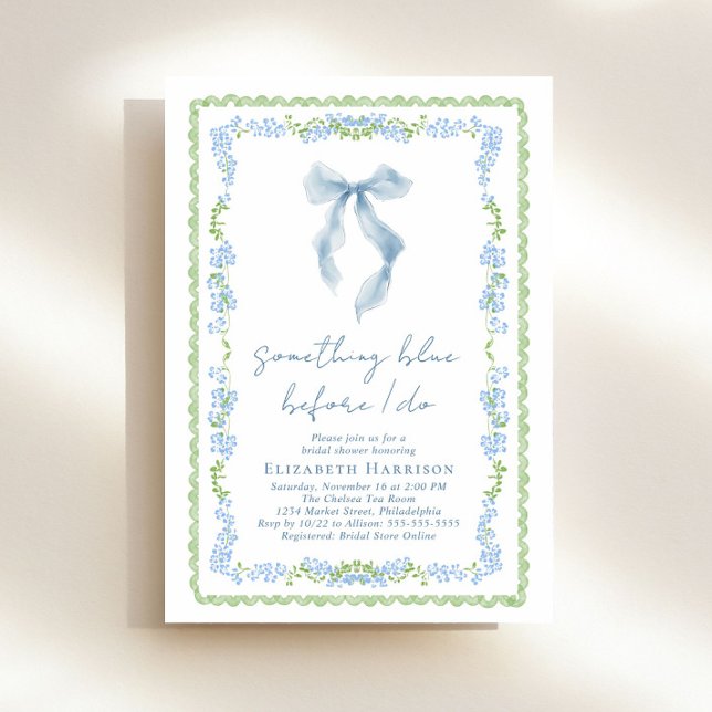 Invitación Algo Azul antes de doblar la ducha de novia (Subido por el creador)