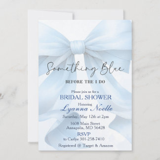 Invitación Algo Azul antes de hacer Baby Shower de Novia
