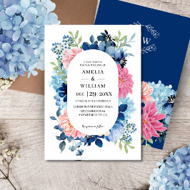 Invitación Algo azul antes de hacer Boda floral