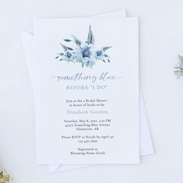 Invitación Algo Azul Antes De Hacer Bridal Ducha Floral (Subido por el creador)