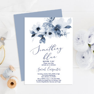 Invitación Algo azul antes de hacer Bridal Shower Invitati