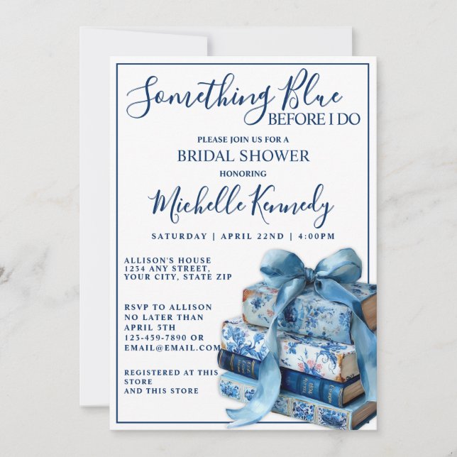 Invitación Algo Azul Antes De Hacer Ducha Bridal (Anverso)
