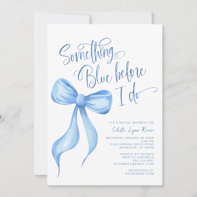Invitación Algo Azul antes de hacer ducha de novia (Anverso)