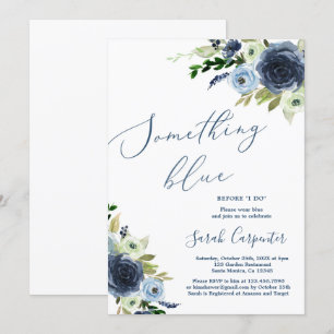 Invitación Algo azul antes de hacer ducha de novia