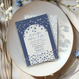 Invitación Algo azul antes de hacer ducha de novia floral