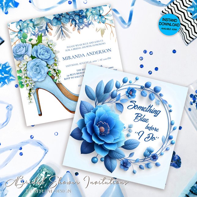 Invitación Algo azul antes de hacer ducha de novia floral (Subido por el creador)