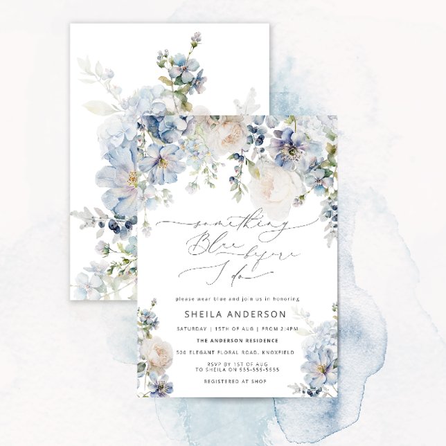 Invitación Algo azul antes de hacer ducha de novia floral (Subido por el creador)