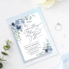 Invitación Algo azul antes de hacer ducha de novia floral