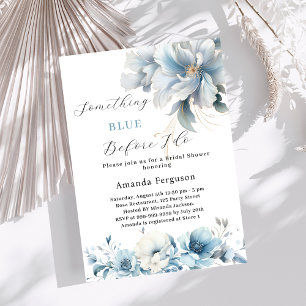 Invitación Algo azul antes de hacer ducha de novia floral