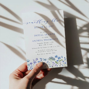 Invitación Algo azul antes de hacer ducha de novia floral