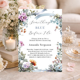 Invitación Algo azul antes de hacer ducha de novia rosa
