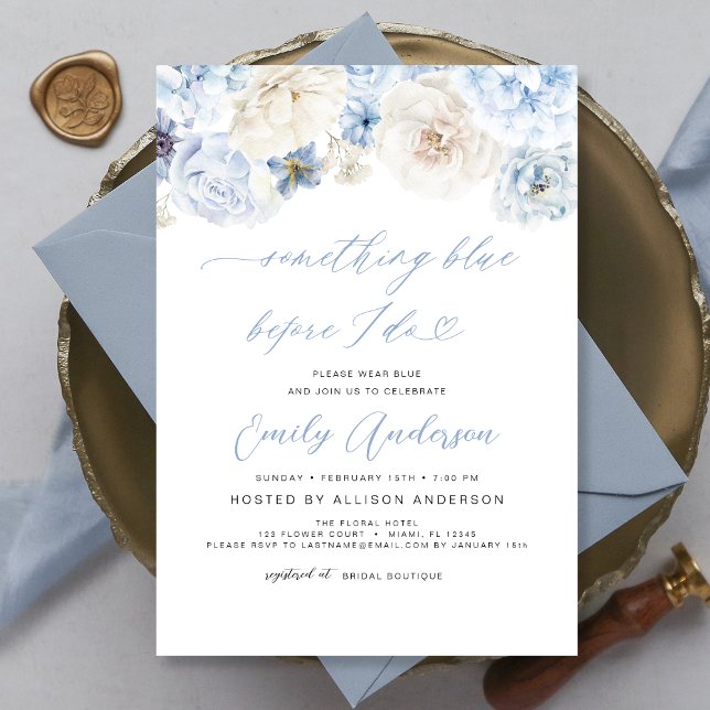 Invitación Algo Azul Antes De Hacer Ducha De Novias Florales (Subido por el creador)