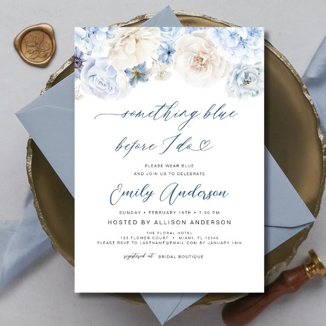 Invitación Algo Azul Antes De Hacer Ducha De Novias Florales (Subido por el creador)