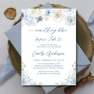 Invitación Algo Azul Antes De Hacer Ducha De Novias Florales