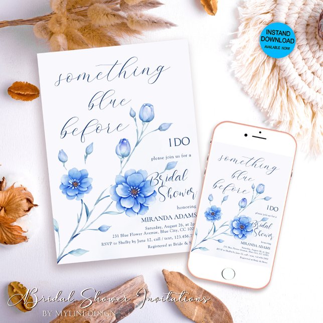 Invitación Algo Azul Antes De Hacer Ducha De Novias Florales (Subido por el creador)