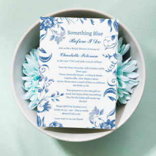 Invitación Algo Azul Antes De Hacer Ducha De Novias Florales