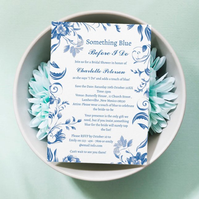 Invitación Algo Azul Antes De Hacer Ducha De Novias Florales (Subido por el creador)