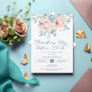 Invitación Algo Azul Antes De Hacer Ducha De Novias Florales