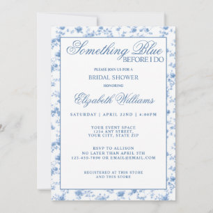 Invitación Algo Azul Antes de Hacer Elegante Ducha de Novia
