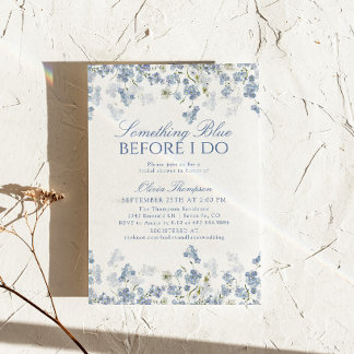 Invitación Algo Azul Antes de Hacer Floral Despedida de Solte