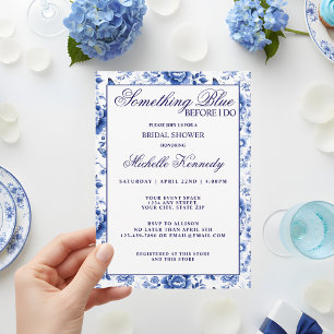 Invitación Algo Azul Antes de Hacer Floral Despedida de Solte