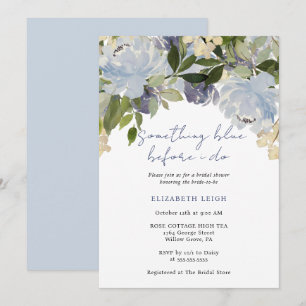 Invitación Algo Azul Antes de Hacer Floral Despedida de Solte