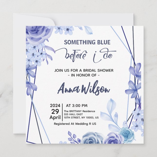 Invitación Algo azul antes de hacer hidrangea Ducha de novia (Anverso)