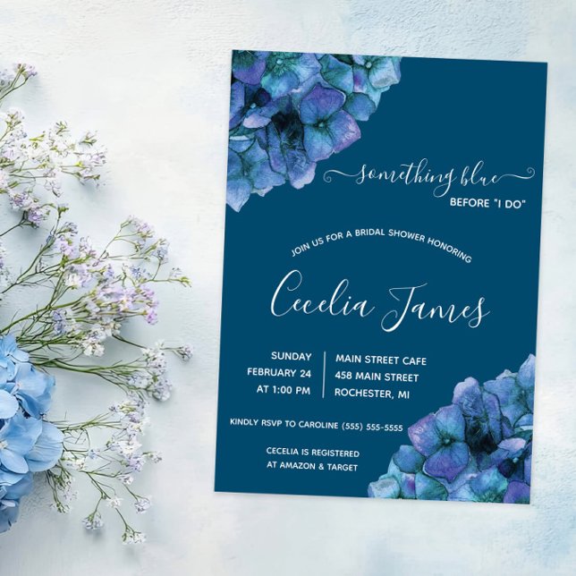 Invitación Algo Azul Antes de Hacer Hydrangea Despedida de So (Subido por el creador)