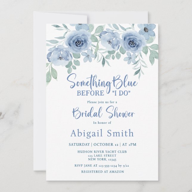INVITACIÓN ALGO AZUL ANTES DE HACER LA DUCHA BRIDAL FLORAL (Anverso)