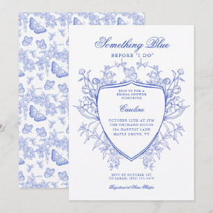 Invitación Algo Azul Antes De Hacer Un Elegante Escudo Floral