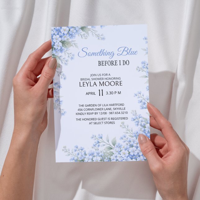 Invitación Algo Azul Antes de la Boda Despedida de Soltera (something blue before i do bridal shower)