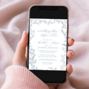 Invitación Algo azul antes de la ducha de novia botánica QR