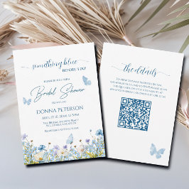 Invitación Algo azul antes de la ducha de novia con el código
